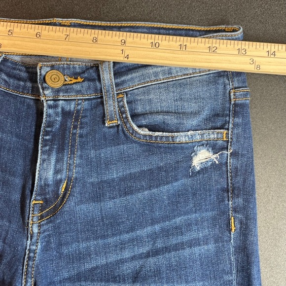 Flying Monkey Mid Rise Ankle Skinny Blue Jeans Distressed Dark Wash Womens 25 - Picture 11 of 13